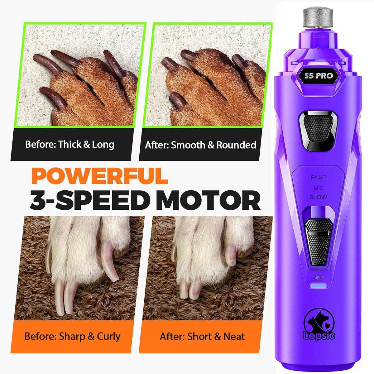 Whisper Quiet Dog Nail Grinder Safe & Stress-Free for Sensitive Dogs Cats