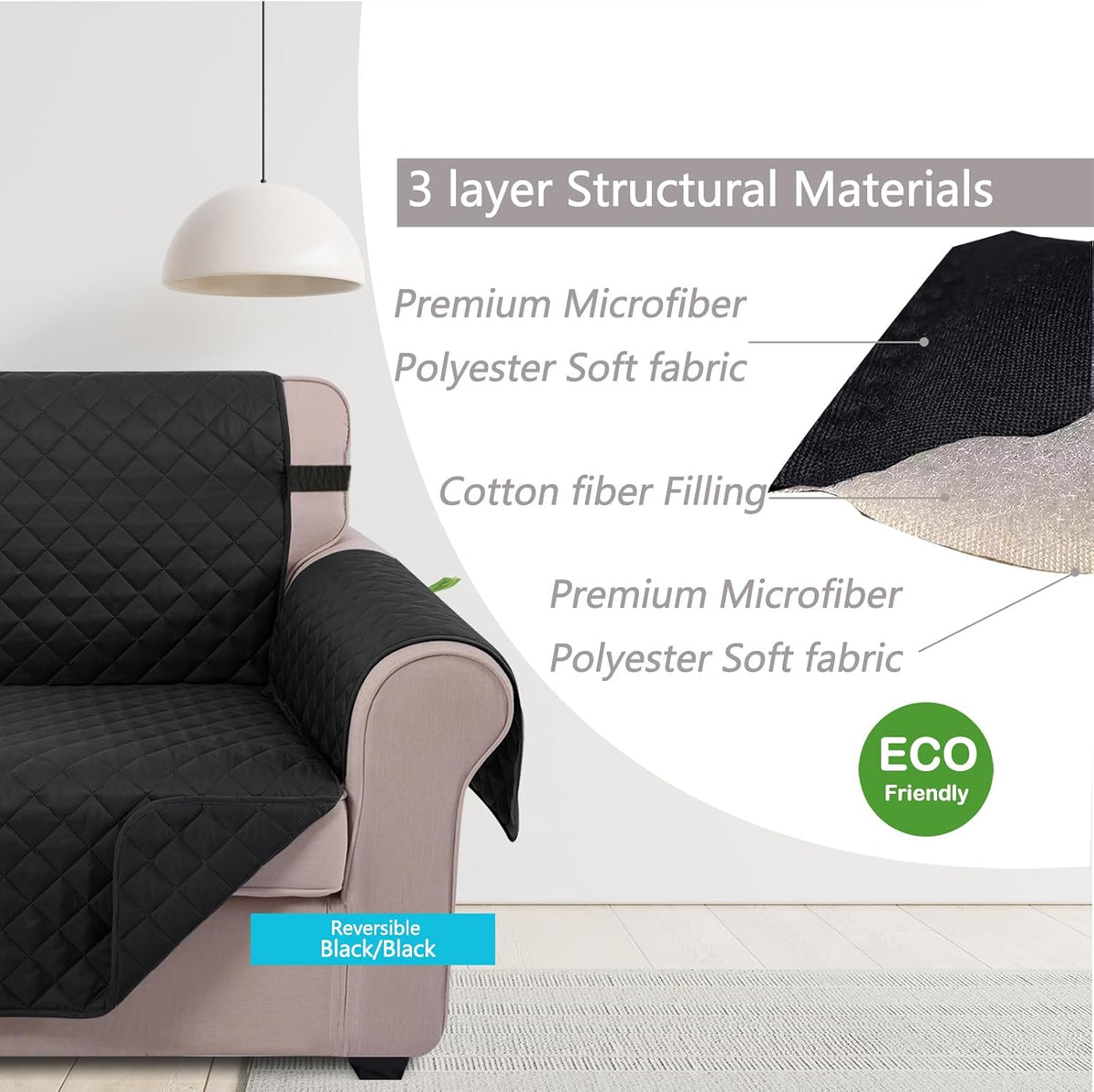 Reversible Sofa Cover Couch Cover for Dogs, Coffee/Beige | 68''Sofa Mat Washable, Pet Friendly, Elastic Straps, Water Repellent, Furniture Protector for 3 Cushion Couch - Colors B