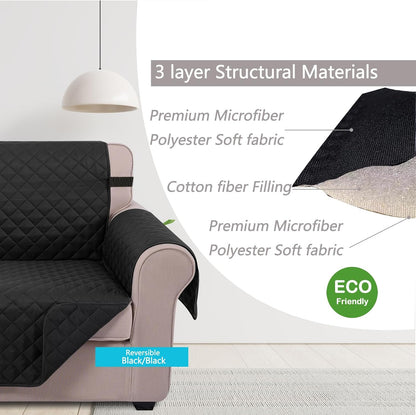 Reversible Sofa Cover Couch Cover for Dogs, Coffee/Beige | 68''Sofa Mat Washable, Pet Friendly, Elastic Straps, Water Repellent, Furniture Protector for 3 Cushion Couch - Colors B