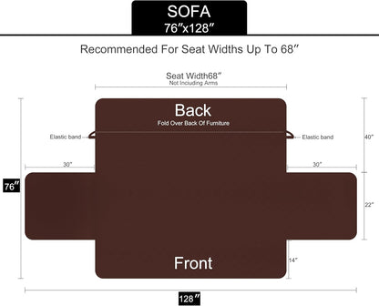 Reversible Sofa Cover Couch Cover for Dogs, Coffee/Beige | 68''Sofa Mat Washable, Pet Friendly, Elastic Straps, Water Repellent, Furniture Protector for 3 Cushion Couch - Colors B