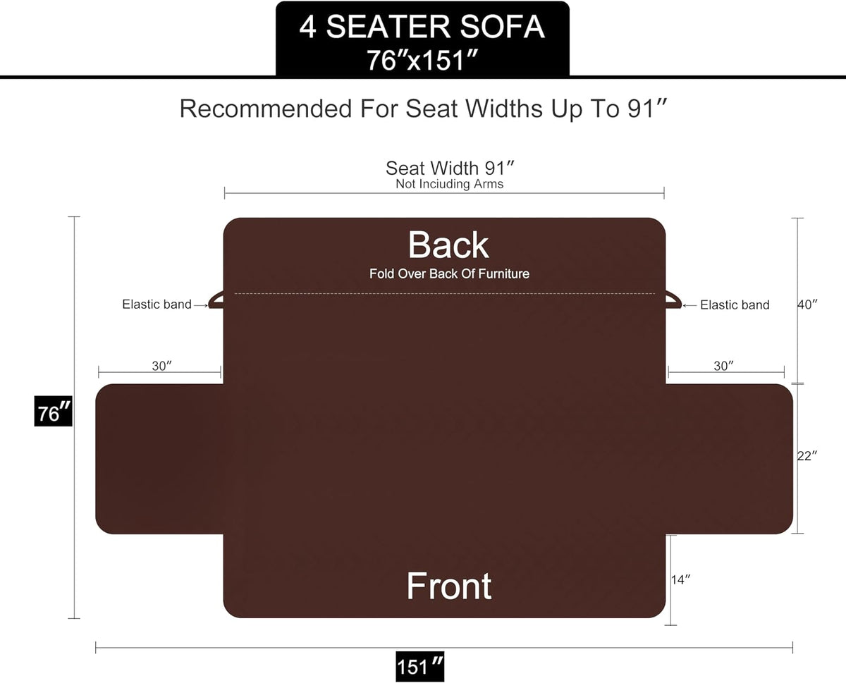 Reversible Sofa Cover Couch Cover for Dogs, Coffee/Beige | 68''Sofa Mat Washable, Pet Friendly, Elastic Straps, Water Repellent, Furniture Protector for 3 Cushion Couch - Colors B