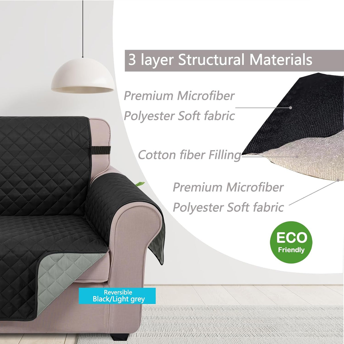 Reversible Sofa Cover Couch Cover for Dogs, Coffee/Beige | 68''Sofa Mat Washable, Pet Friendly, Elastic Straps, Water Repellent, Furniture Protector for 3 Cushion Couch - Colors B