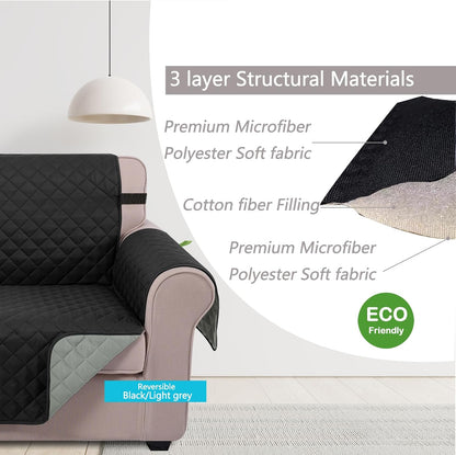 Reversible Sofa Cover Couch Cover for Dogs, Coffee/Beige | 68''Sofa Mat Washable, Pet Friendly, Elastic Straps, Water Repellent, Furniture Protector for 3 Cushion Couch - Colors B
