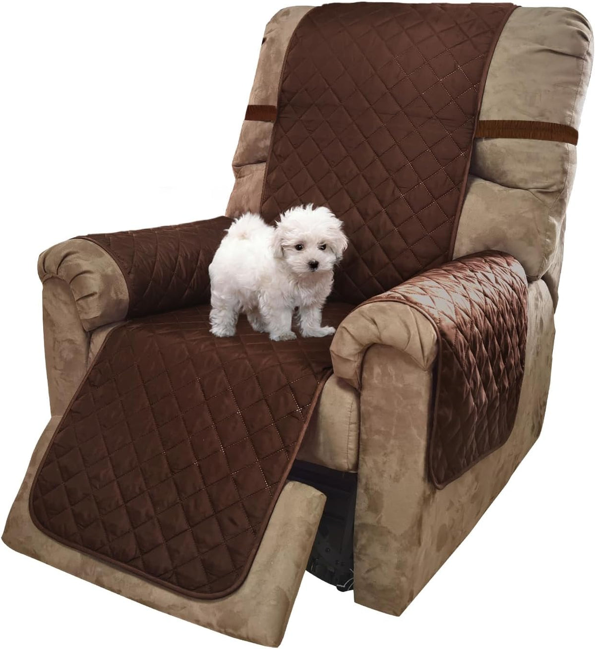 Reversible Sofa Cover Couch Cover for Dogs, Coffee/Beige | 68''Sofa Mat Washable, Pet Friendly, Elastic Straps, Water Repellent, Furniture Protector for 3 Cushion Couch - Colors B