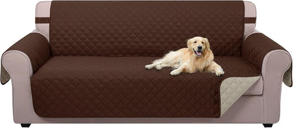 Reversible Sofa Cover Couch Cover for Dogs, Coffee/Beige | 68''Sofa Mat Washable, Pet Friendly, Elastic Straps, Water Repellent, Furniture Protector for 3 Cushion Couch - Colors B