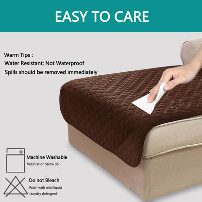 Reversible Sofa Cover Couch Cover for Dogs, Coffee/Beige | 68''Sofa Mat Washable, Pet Friendly, Elastic Straps, Water Repellent, Furniture Protector for 3 Cushion Couch - Colors B