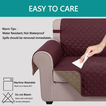 Reversible Sofa Cover Couch Cover for Dogs, Coffee/Beige | 68''Sofa Mat Washable, Pet Friendly, Elastic Straps, Water Repellent, Furniture Protector for 3 Cushion Couch - Colors B