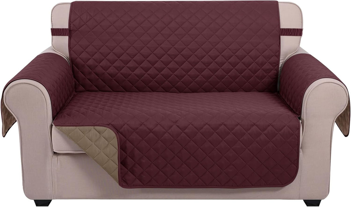 Reversible Sofa Cover Couch Cover for Dogs, Coffee/Beige | 68''Sofa Mat Washable, Pet Friendly, Elastic Straps, Water Repellent, Furniture Protector for 3 Cushion Couch - Colors B