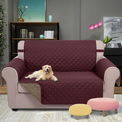 Reversible Sofa Cover Couch Cover for Dogs, Coffee/Beige | 68''Sofa Mat Washable, Pet Friendly, Elastic Straps, Water Repellent, Furniture Protector for 3 Cushion Couch - Colors B