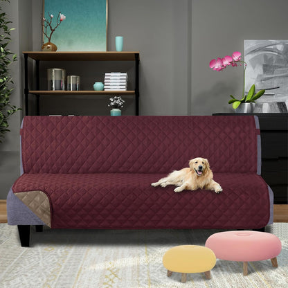 Reversible Sofa Cover Couch Cover for Dogs, Coffee/Beige | 68''Sofa Mat Washable, Pet Friendly, Elastic Straps, Water Repellent, Furniture Protector for 3 Cushion Couch - Colors B