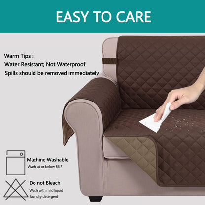 Reversible Sofa Cover Couch Cover for Dogs, Coffee/Beige | 68''Sofa Mat Washable, Pet Friendly, Elastic Straps, Water Repellent, Furniture Protector for 3 Cushion Couch - Colors B
