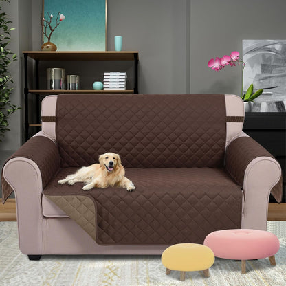 Reversible Sofa Cover Couch Cover for Dogs, Coffee/Beige | 68''Sofa Mat Washable, Pet Friendly, Elastic Straps, Water Repellent, Furniture Protector for 3 Cushion Couch - Colors B