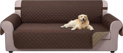 Reversible Sofa Cover Couch Cover for Dogs, Coffee/Beige | 68''Sofa Mat Washable, Pet Friendly, Elastic Straps, Water Repellent, Furniture Protector for 3 Cushion Couch - Colors B