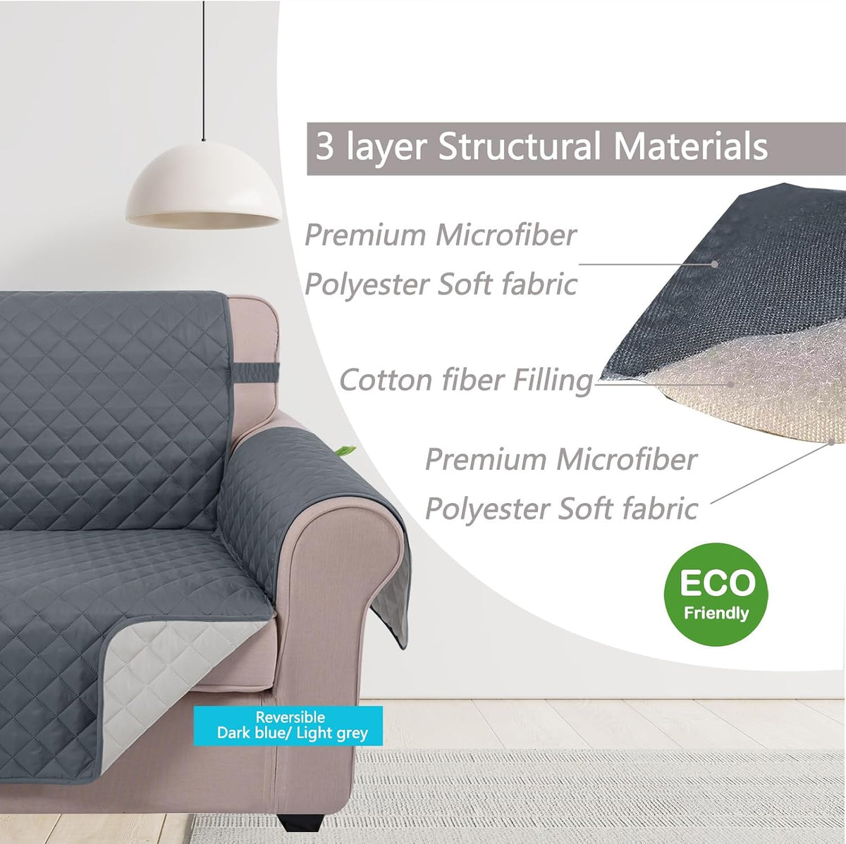 Reversible Sofa Cover Couch Cover for Dogs, Coffee/Beige | 68''Sofa Mat Washable, Pet Friendly, Elastic Straps, Water Repellent, Furniture Protector for 3 Cushion Couch - Colors B