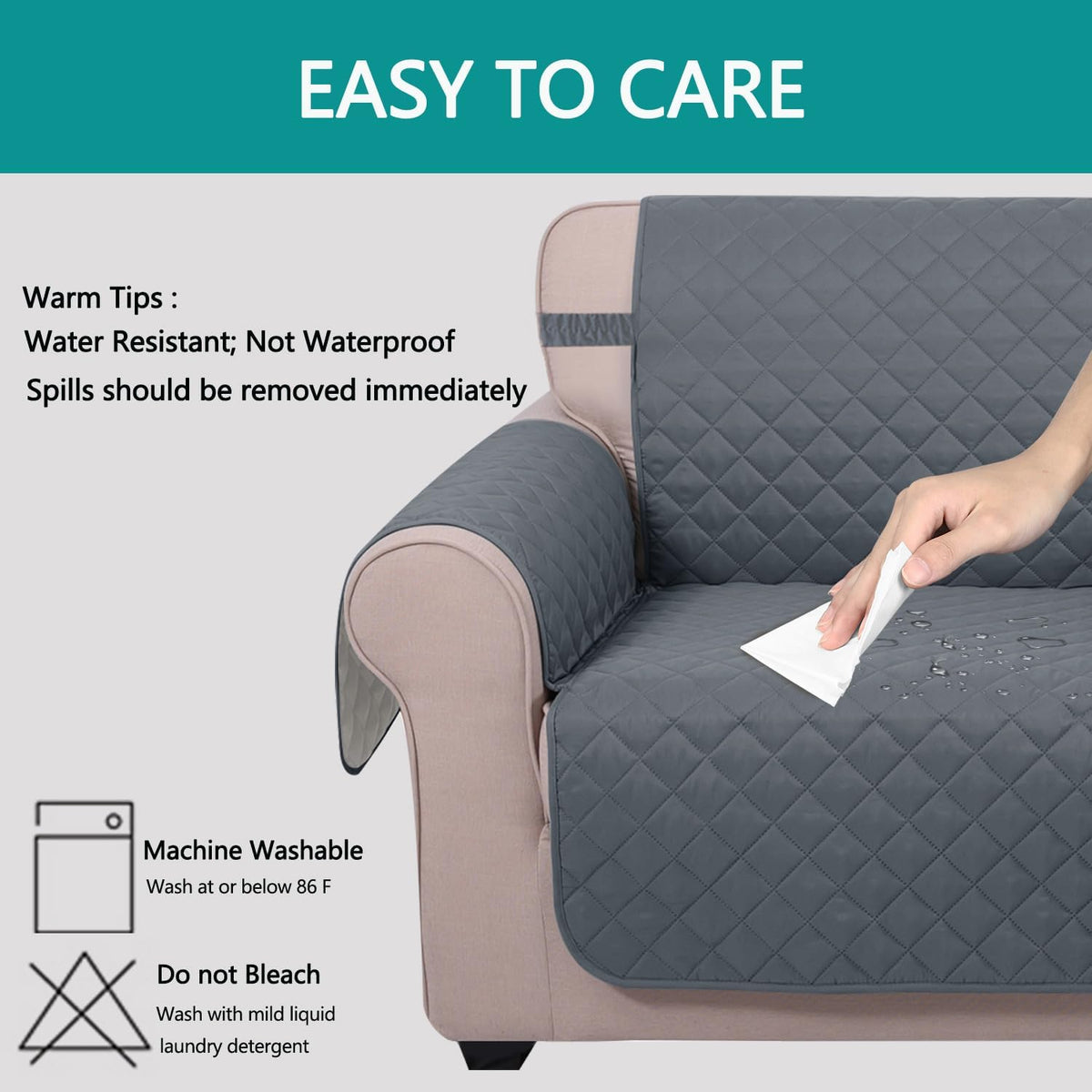 Reversible Sofa Cover Couch Cover for Dogs, Coffee/Beige | 68''Sofa Mat Washable, Pet Friendly, Elastic Straps, Water Repellent, Furniture Protector for 3 Cushion Couch - Colors B