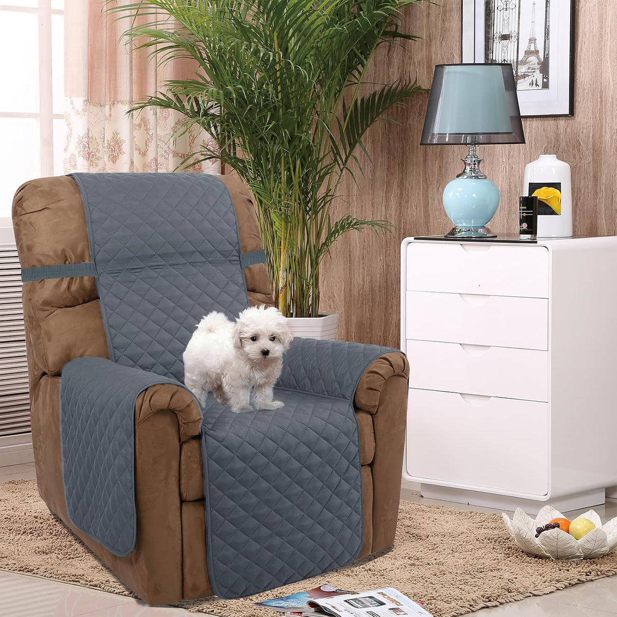Reversible Sofa Cover Couch Cover for Dogs, Coffee/Beige | 68''Sofa Mat Washable, Pet Friendly, Elastic Straps, Water Repellent, Furniture Protector for 3 Cushion Couch - Colors B