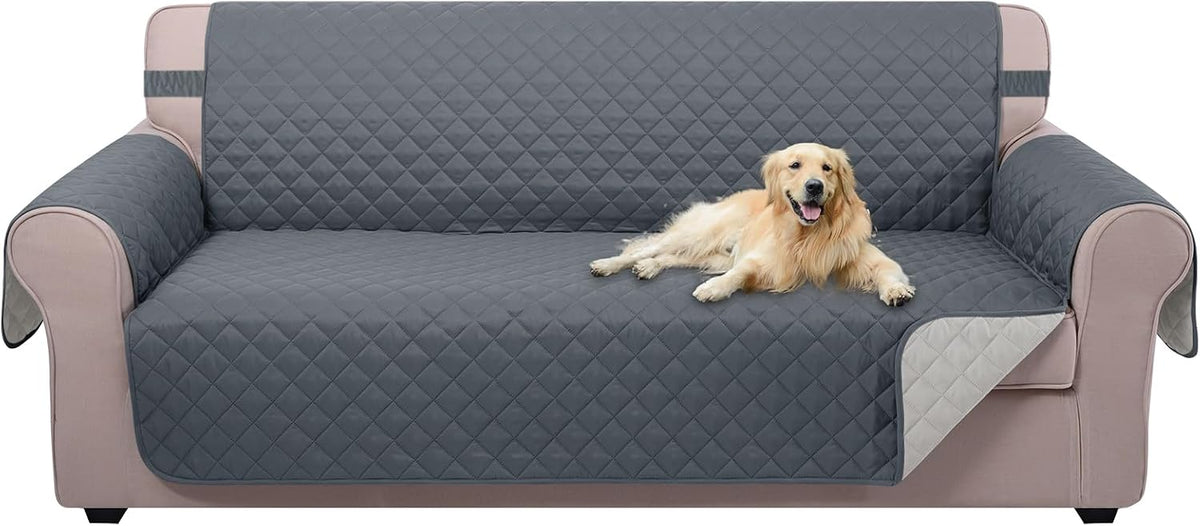 Reversible Sofa Cover Couch Cover for Dogs, Coffee/Beige | 68''Sofa Mat Washable, Pet Friendly, Elastic Straps, Water Repellent, Furniture Protector for 3 Cushion Couch - Colors B