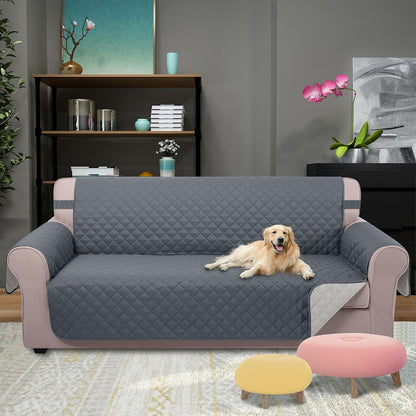 Reversible Sofa Cover Couch Cover for Dogs, Coffee/Beige | 68''Sofa Mat Washable, Pet Friendly, Elastic Straps, Water Repellent, Furniture Protector for 3 Cushion Couch - Colors B