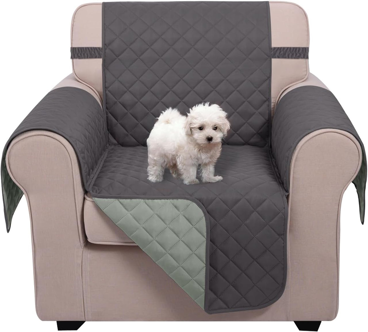 Reversible Sofa Cover Couch Cover for Dogs, Coffee/Beige | 68''Sofa Mat Washable, Pet Friendly, Elastic Straps, Water Repellent, Furniture Protector for 3 Cushion Couch - Colors B