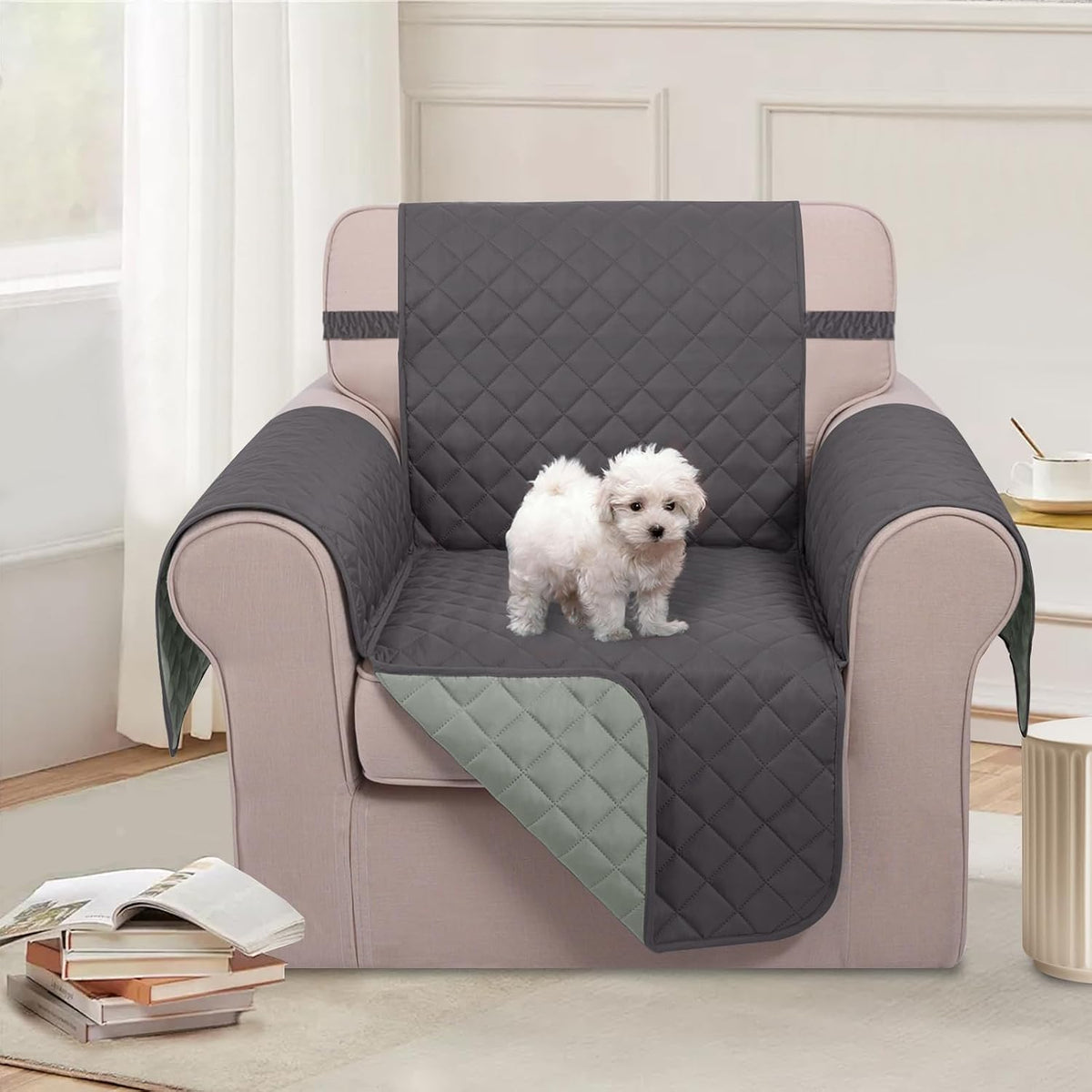 Reversible Sofa Cover Couch Cover for Dogs, Coffee/Beige | 68''Sofa Mat Washable, Pet Friendly, Elastic Straps, Water Repellent, Furniture Protector for 3 Cushion Couch - Colors B