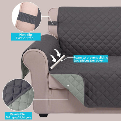 Reversible Sofa Cover Couch Cover for Dogs, Coffee/Beige | 68''Sofa Mat Washable, Pet Friendly, Elastic Straps, Water Repellent, Furniture Protector for 3 Cushion Couch - Colors B