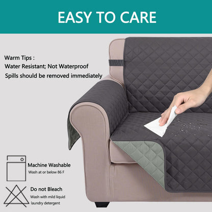 Reversible Sofa Cover Couch Cover for Dogs, Coffee/Beige | 68''Sofa Mat Washable, Pet Friendly, Elastic Straps, Water Repellent, Furniture Protector for 3 Cushion Couch - Colors B