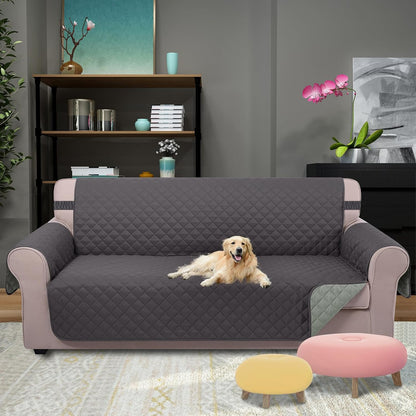 Reversible Sofa Cover Couch Cover for Dogs, Coffee/Beige | 68''Sofa Mat Washable, Pet Friendly, Elastic Straps, Water Repellent, Furniture Protector for 3 Cushion Couch - Colors B