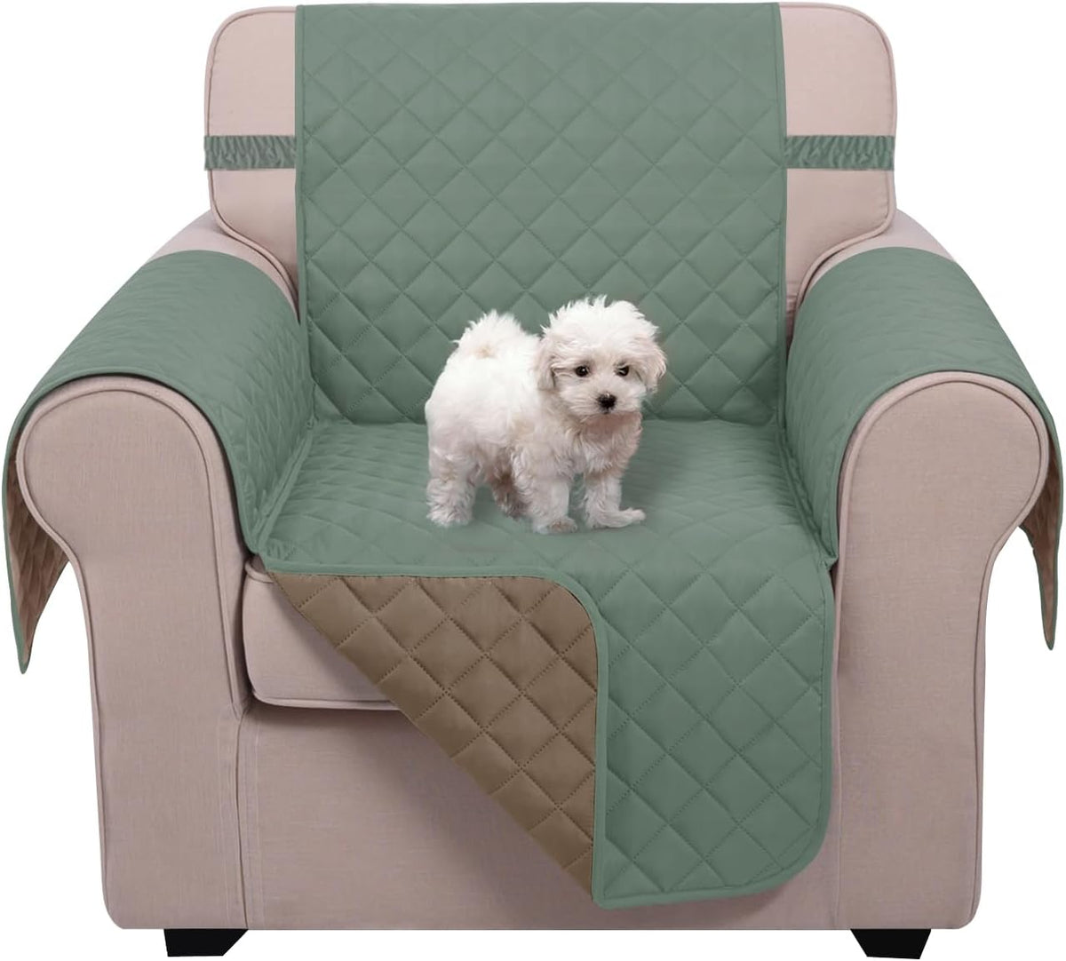 Reversible Sofa Cover Couch Cover for Dogs, Coffee/Beige | 68''Sofa Mat Washable, Pet Friendly, Elastic Straps, Water Repellent, Furniture Protector for 3 Cushion Couch - Colors B