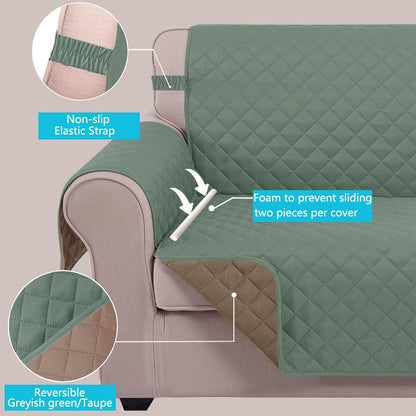 Reversible Sofa Cover Couch Cover for Dogs, Coffee/Beige | 68''Sofa Mat Washable, Pet Friendly, Elastic Straps, Water Repellent, Furniture Protector for 3 Cushion Couch - Colors B