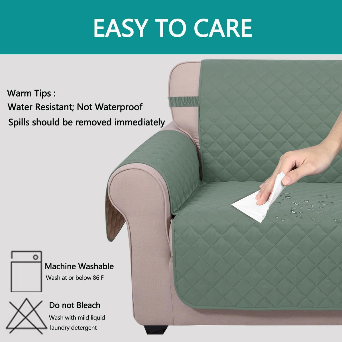 Reversible Sofa Cover Couch Cover for Dogs, Coffee/Beige | 68''Sofa Mat Washable, Pet Friendly, Elastic Straps, Water Repellent, Furniture Protector for 3 Cushion Couch - Colors B