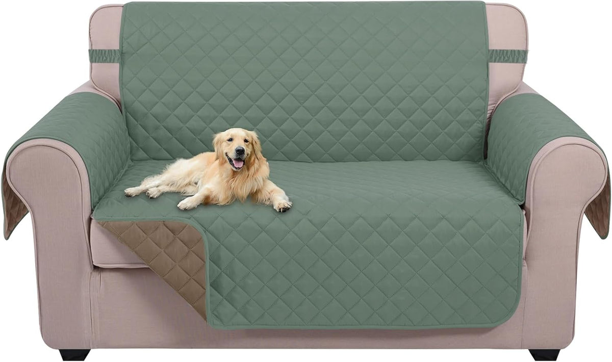 Reversible Sofa Cover Couch Cover for Dogs, Coffee/Beige | 68''Sofa Mat Washable, Pet Friendly, Elastic Straps, Water Repellent, Furniture Protector for 3 Cushion Couch - Colors B