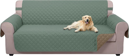 Reversible Sofa Cover Couch Cover for Dogs, Coffee/Beige | 68''Sofa Mat Washable, Pet Friendly, Elastic Straps, Water Repellent, Furniture Protector for 3 Cushion Couch - Colors B