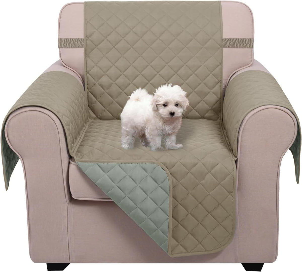 Reversible Sofa Cover Couch Cover for Dogs, Coffee/Beige | 68''Sofa Mat Washable, Pet Friendly, Elastic Straps, Water Repellent, Furniture Protector for 3 Cushion Couch - Colors B