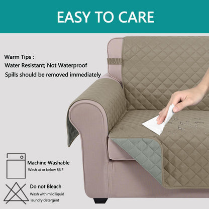 Reversible Sofa Cover Couch Cover for Dogs, Coffee/Beige | 68''Sofa Mat Washable, Pet Friendly, Elastic Straps, Water Repellent, Furniture Protector for 3 Cushion Couch - Colors B