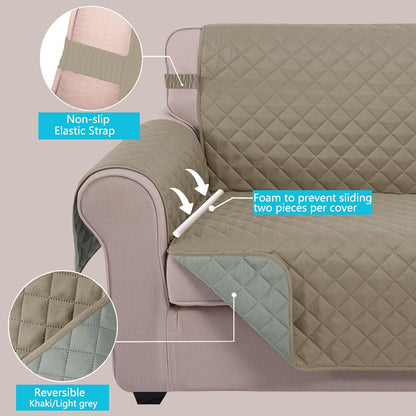 Reversible Sofa Cover Couch Cover for Dogs, Coffee/Beige | 68''Sofa Mat Washable, Pet Friendly, Elastic Straps, Water Repellent, Furniture Protector for 3 Cushion Couch - Colors B