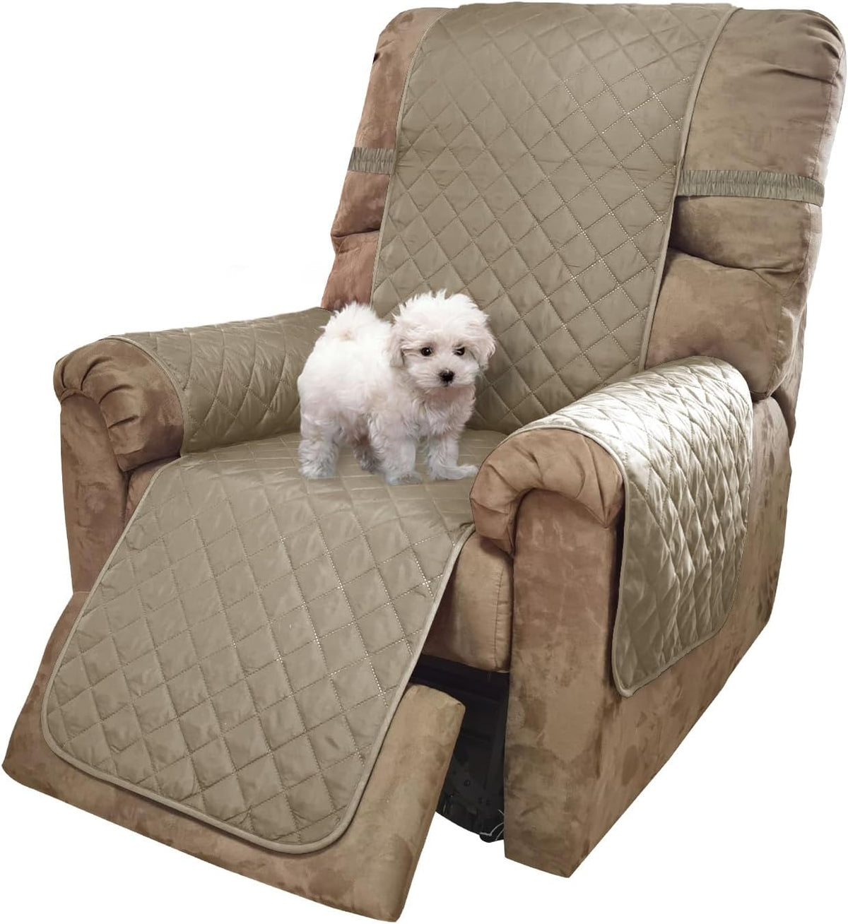 Reversible Sofa Cover Couch Cover for Dogs, Coffee/Beige | 68''Sofa Mat Washable, Pet Friendly, Elastic Straps, Water Repellent, Furniture Protector for 3 Cushion Couch - Colors B