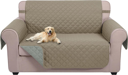 Reversible Sofa Cover Couch Cover for Dogs, Coffee/Beige | 68''Sofa Mat Washable, Pet Friendly, Elastic Straps, Water Repellent, Furniture Protector for 3 Cushion Couch - Colors B
