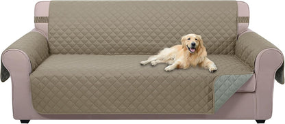 Reversible Sofa Cover Couch Cover for Dogs, Coffee/Beige | 68''Sofa Mat Washable, Pet Friendly, Elastic Straps, Water Repellent, Furniture Protector for 3 Cushion Couch - Colors B
