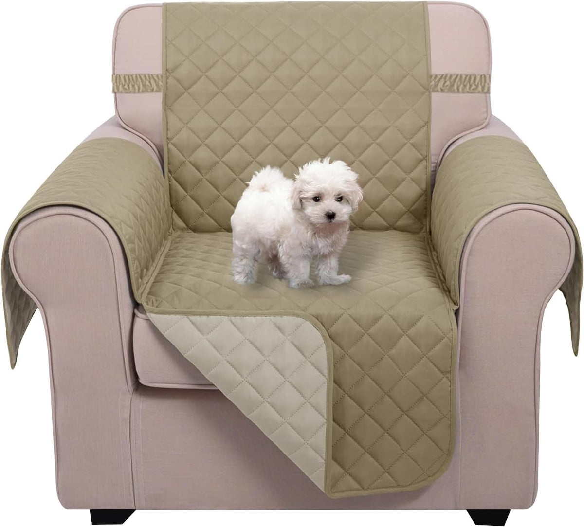 Reversible Sofa Cover Couch Cover for Dogs, Coffee/Beige | 68''Sofa Mat Washable, Pet Friendly, Elastic Straps, Water Repellent, Furniture Protector for 3 Cushion Couch - Colors B