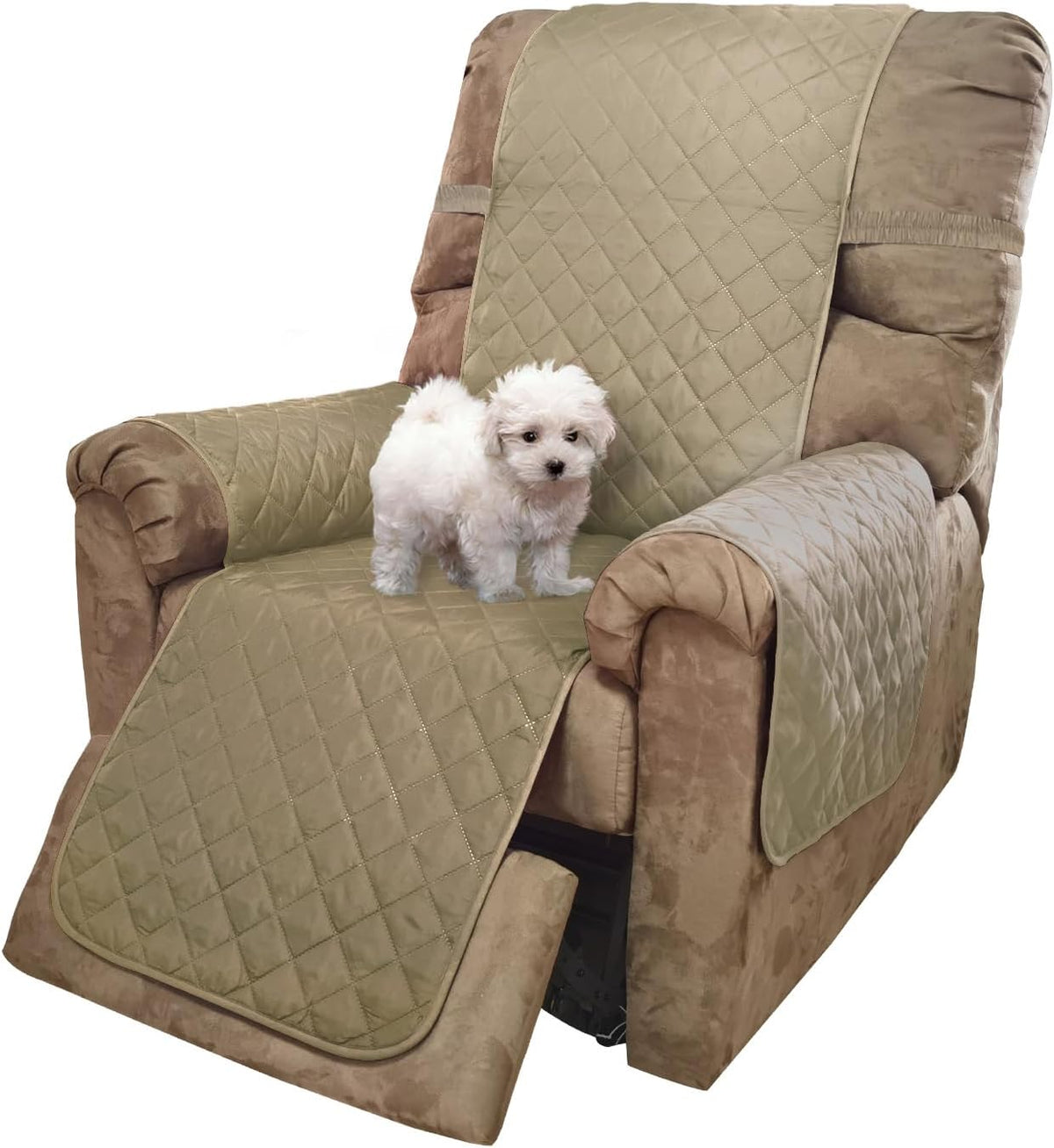 Reversible Sofa Cover Couch Cover for Dogs, Coffee/Beige | 68''Sofa Mat Washable, Pet Friendly, Elastic Straps, Water Repellent, Furniture Protector for 3 Cushion Couch - Colors B