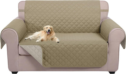 Reversible Sofa Cover Couch Cover for Dogs, Coffee/Beige | 68''Sofa Mat Washable, Pet Friendly, Elastic Straps, Water Repellent, Furniture Protector for 3 Cushion Couch - Colors B