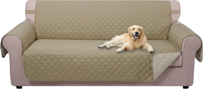 Reversible Sofa Cover Couch Cover for Dogs, Coffee/Beige | 68''Sofa Mat Washable, Pet Friendly, Elastic Straps, Water Repellent, Furniture Protector for 3 Cushion Couch - Colors B