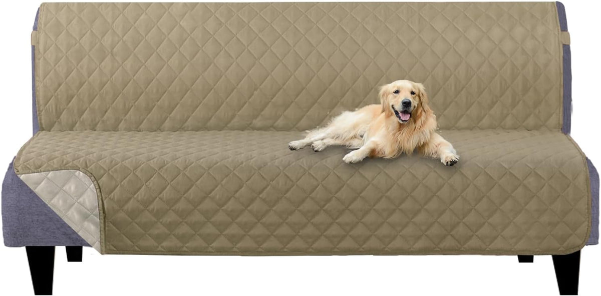 Reversible Sofa Cover Couch Cover for Dogs, Coffee/Beige | 68''Sofa Mat Washable, Pet Friendly, Elastic Straps, Water Repellent, Furniture Protector for 3 Cushion Couch - Colors B