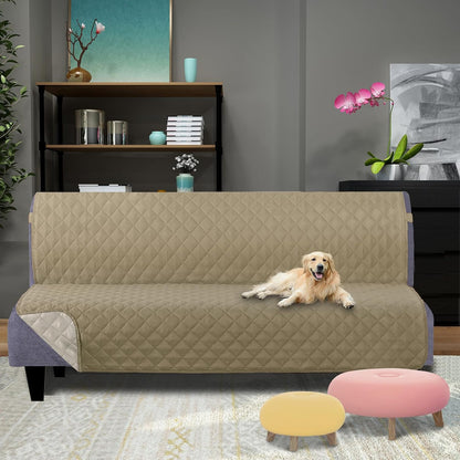 Reversible Sofa Cover Couch Cover for Dogs, Coffee/Beige | 68''Sofa Mat Washable, Pet Friendly, Elastic Straps, Water Repellent, Furniture Protector for 3 Cushion Couch - Colors B