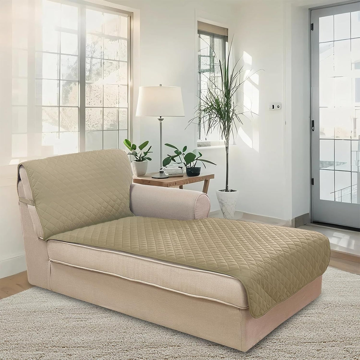 Reversible Sofa Cover Couch Cover for Dogs, Coffee/Beige | 68''Sofa Mat Washable, Pet Friendly, Elastic Straps, Water Repellent, Furniture Protector for 3 Cushion Couch - Colors B