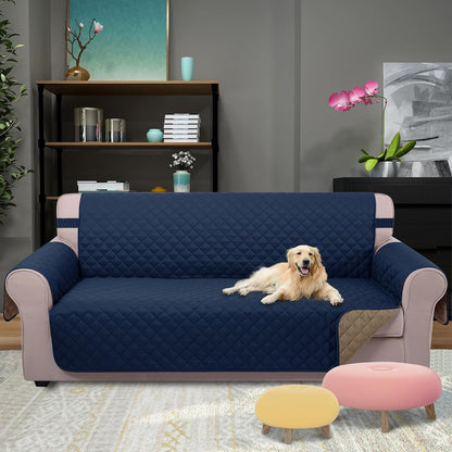 Reversible Sofa Cover Couch Cover for Dogs, Coffee/Beige | 68''Sofa Mat Washable, Pet Friendly, Elastic Straps, Water Repellent, Furniture Protector for 3 Cushion Couch - Colors B