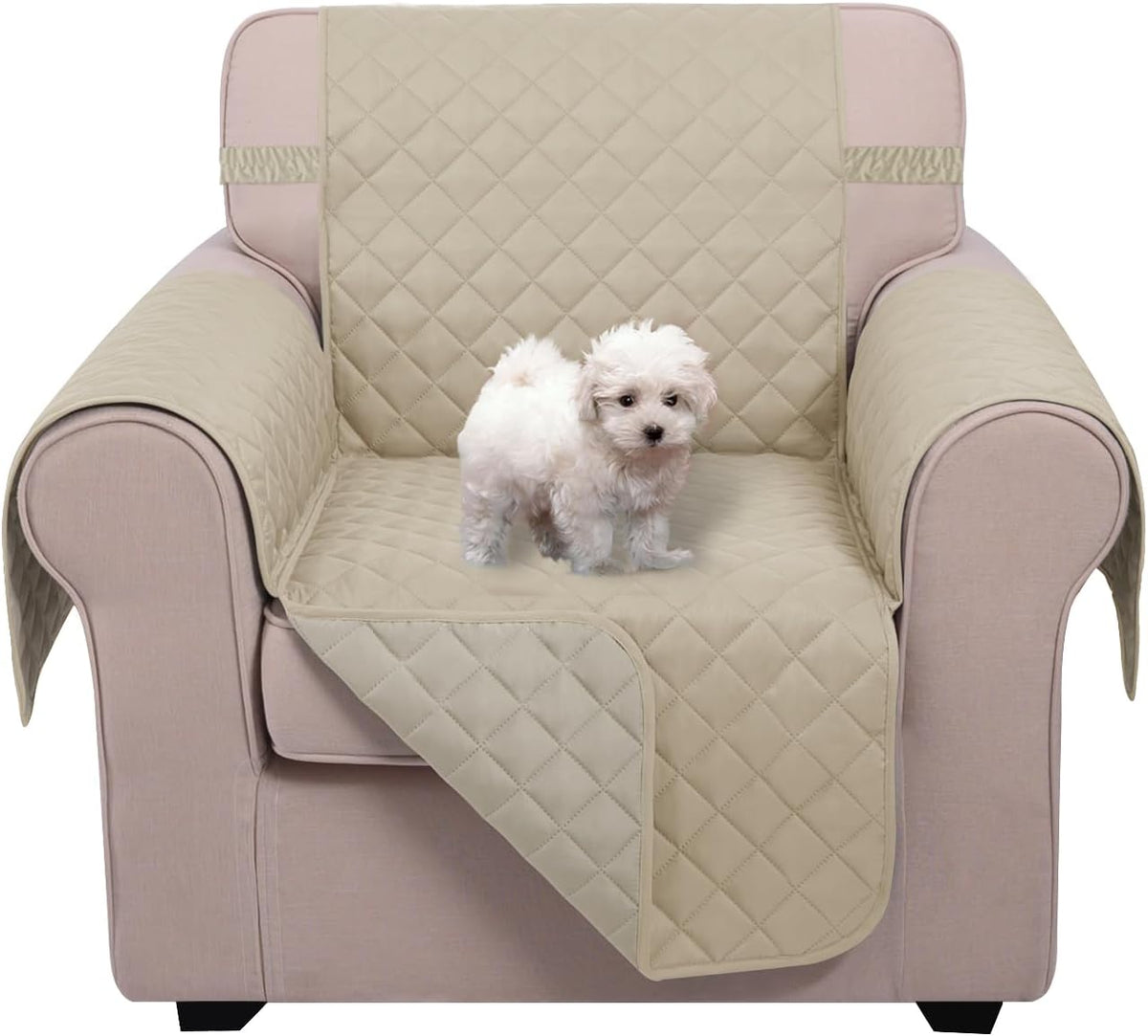 Reversible Sofa Cover Couch Cover for Dogs, Coffee/Beige | 68''Sofa Mat Washable, Pet Friendly, Elastic Straps, Water Repellent, Furniture Protector for 3 Cushion Couch - Colors B