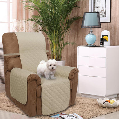Reversible Sofa Cover Couch Cover for Dogs, Coffee/Beige | 68''Sofa Mat Washable, Pet Friendly, Elastic Straps, Water Repellent, Furniture Protector for 3 Cushion Couch - Colors B