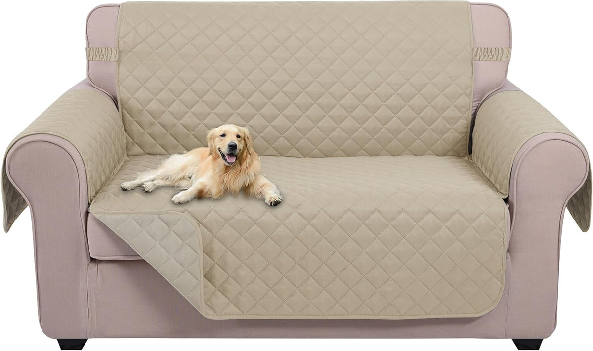 Reversible Sofa Cover Couch Cover for Dogs, Coffee/Beige | 68''Sofa Mat Washable, Pet Friendly, Elastic Straps, Water Repellent, Furniture Protector for 3 Cushion Couch - Colors B