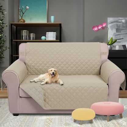 Reversible Sofa Cover Couch Cover for Dogs, Coffee/Beige | 68''Sofa Mat Washable, Pet Friendly, Elastic Straps, Water Repellent, Furniture Protector for 3 Cushion Couch - Colors B